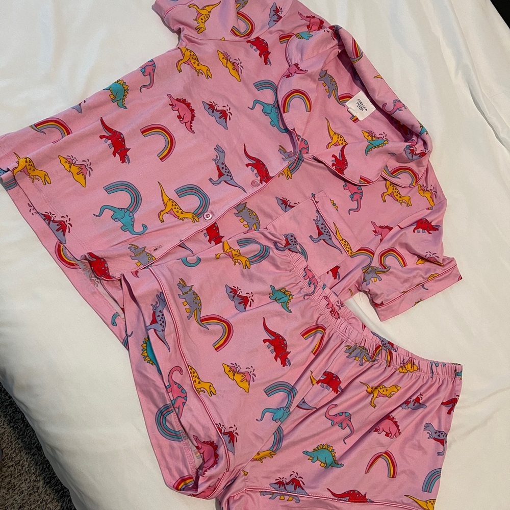 Chelsea Peers Pink Dinosaur Valentine Pajama set